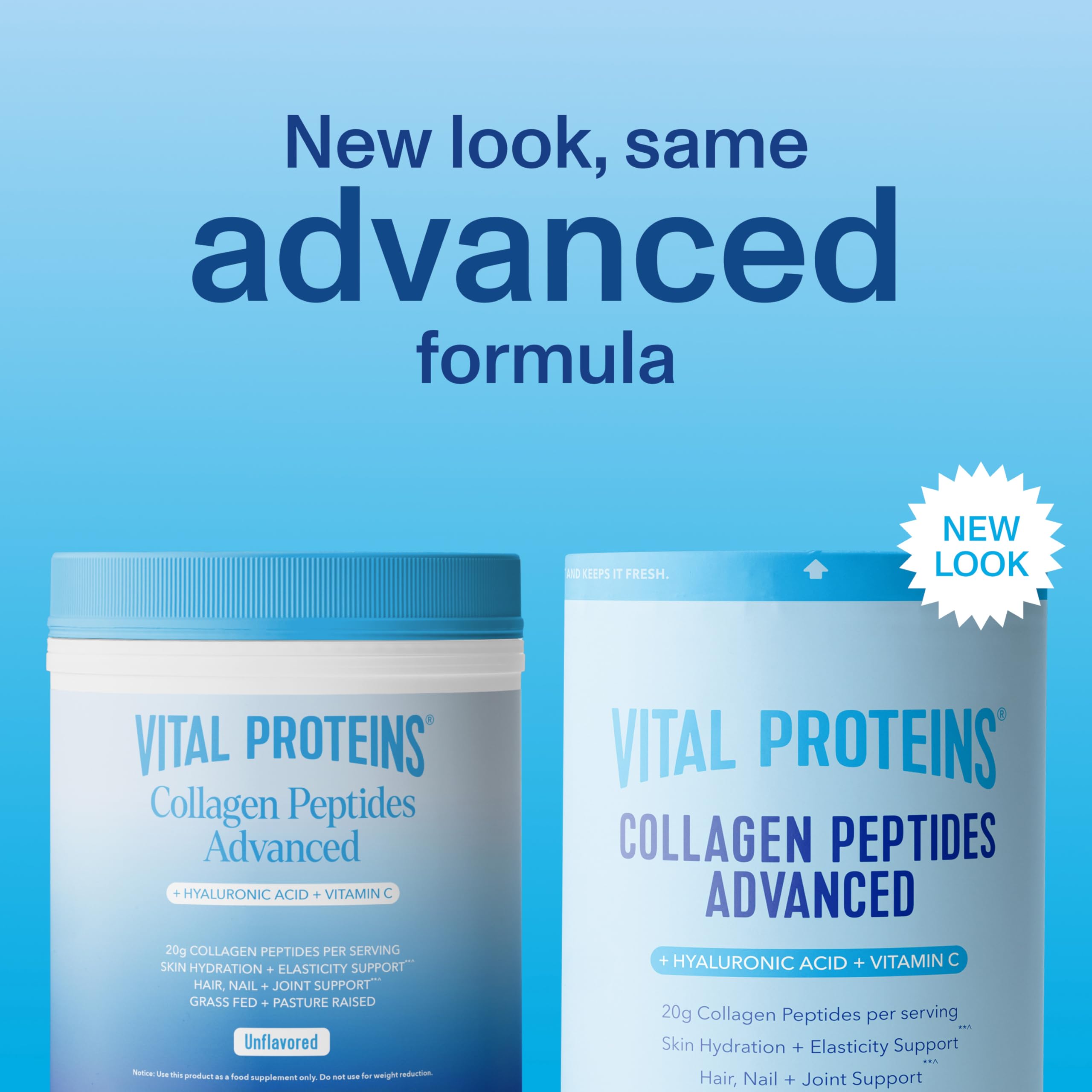 Unflavored collagen peptides powder close-up