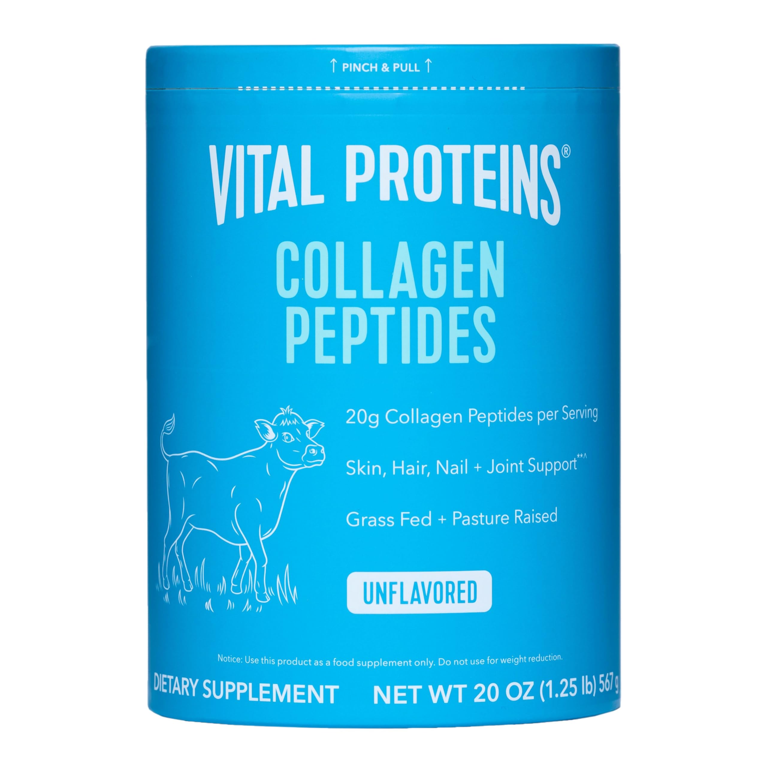 Vital Proteins Collagen Peptides Unflavored 20oz paperboard canister