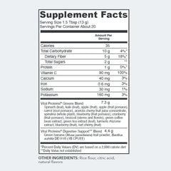 Green Apple Daily Greens powder with a scoop and apple slices