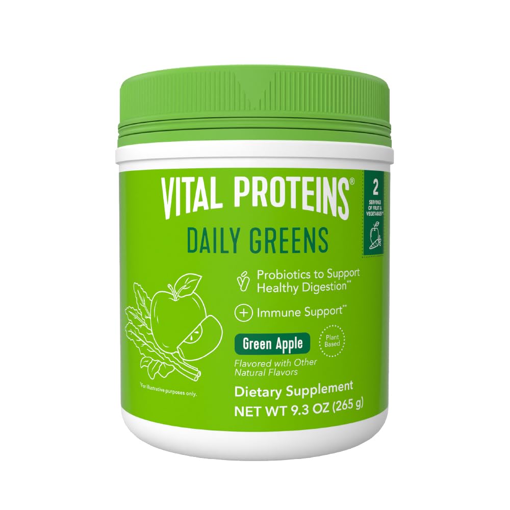 Vital Proteins tub front view showing product branding and apple flavor benefits