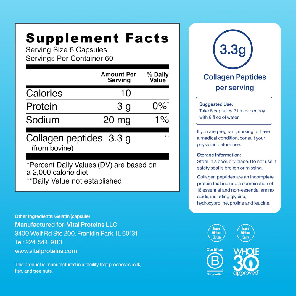 Vital Proteins Hydrolyzed Collagen Capsules pack for convenient daily use