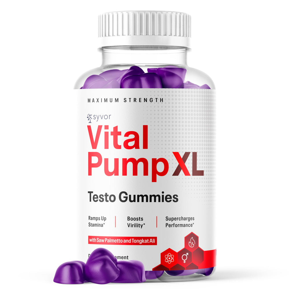 Vital Pump XL Testo Gummies bottle on white background