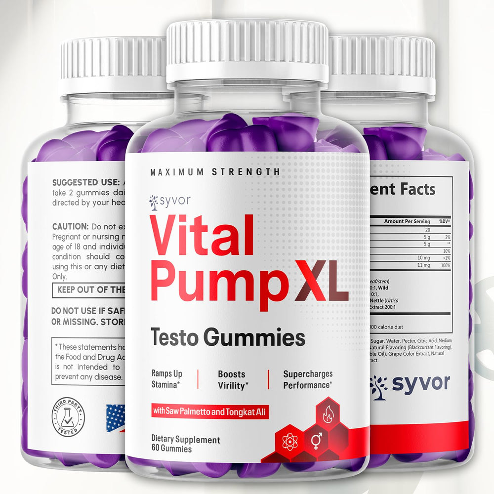 Close-up of Vital Pump XL Gummies label