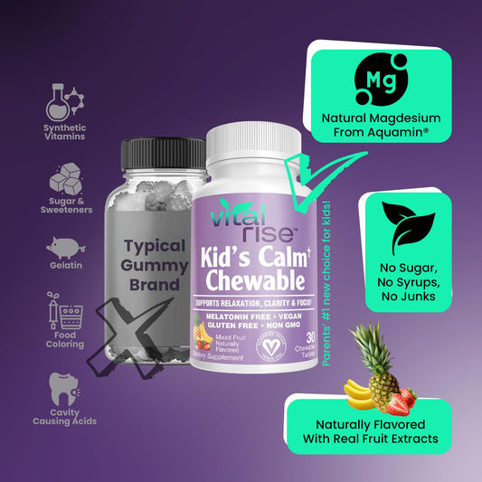 Vital Rise Kids Chewables packaging label