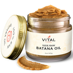 Vital Strands Batana Oil 2oz glass jar label facing front