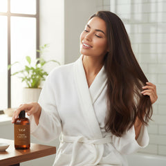Vegan, cruelty-free castor oil bottle in dark glass