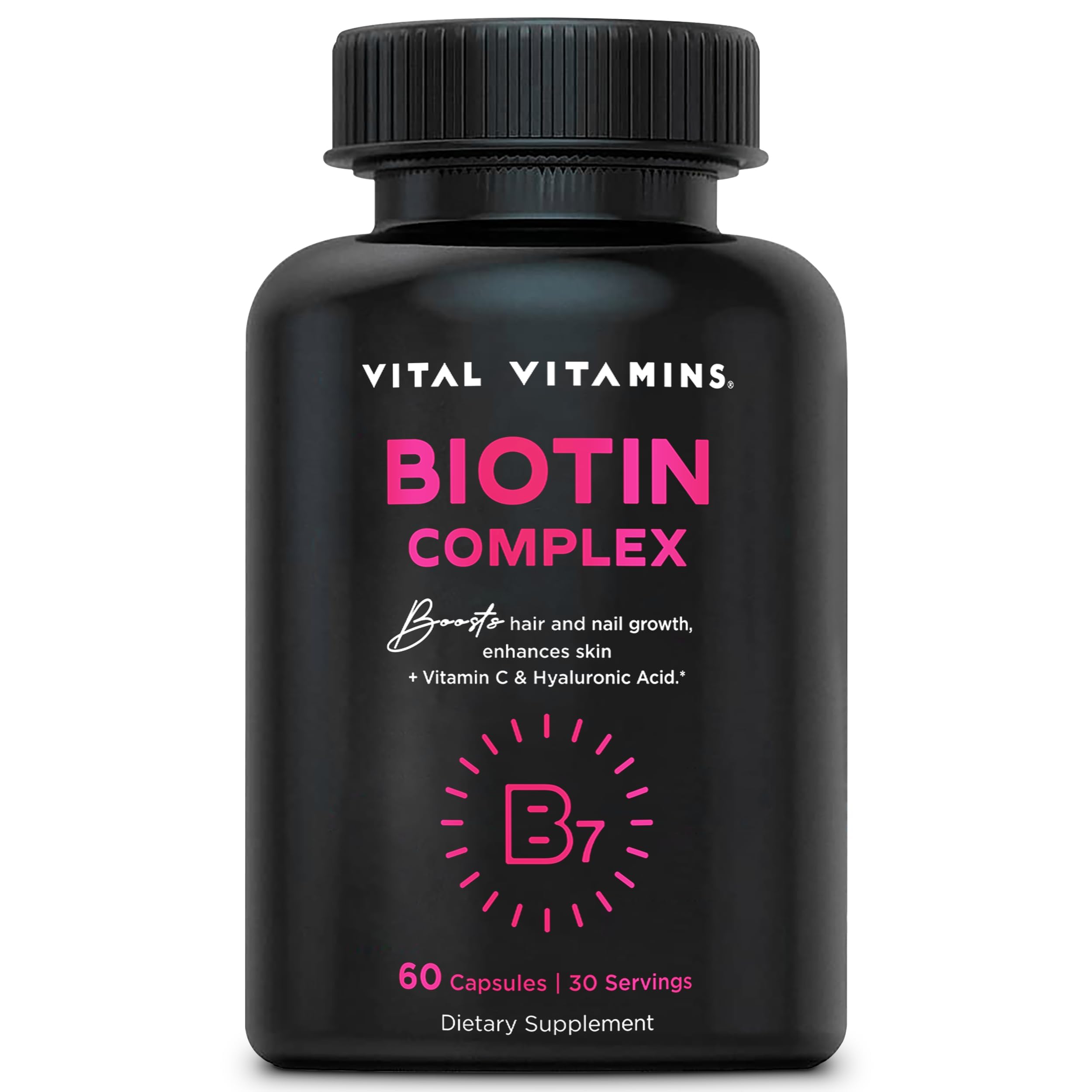 Bottle of Vital Vitamins Biotin Complex Pills – 60 capsules