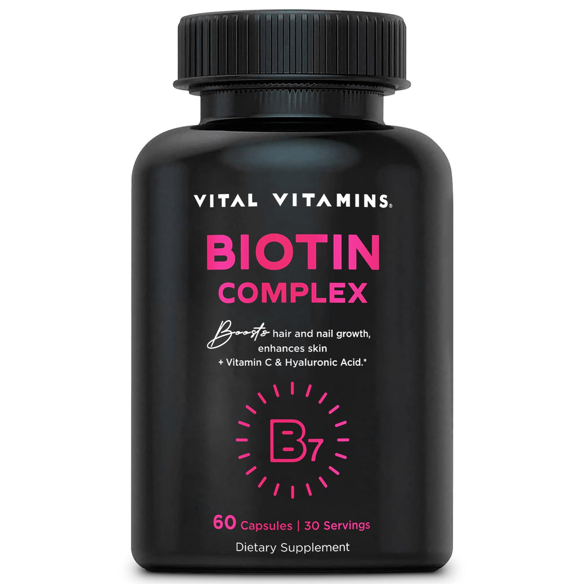 Bottle of Vital Vitamins Biotin Complex Pills – 60 capsules