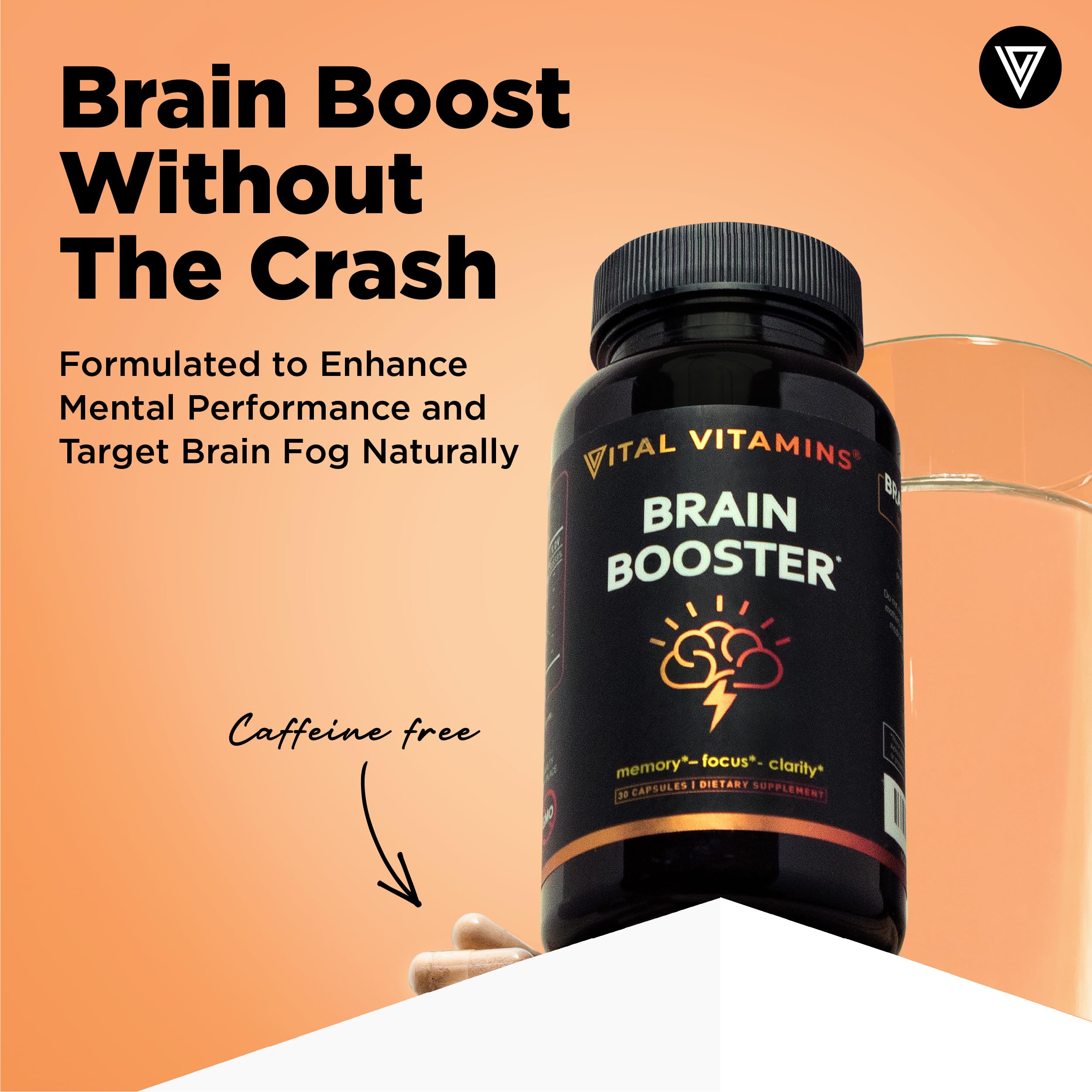 Capsules front view of Vital Vitamins Brain Booster