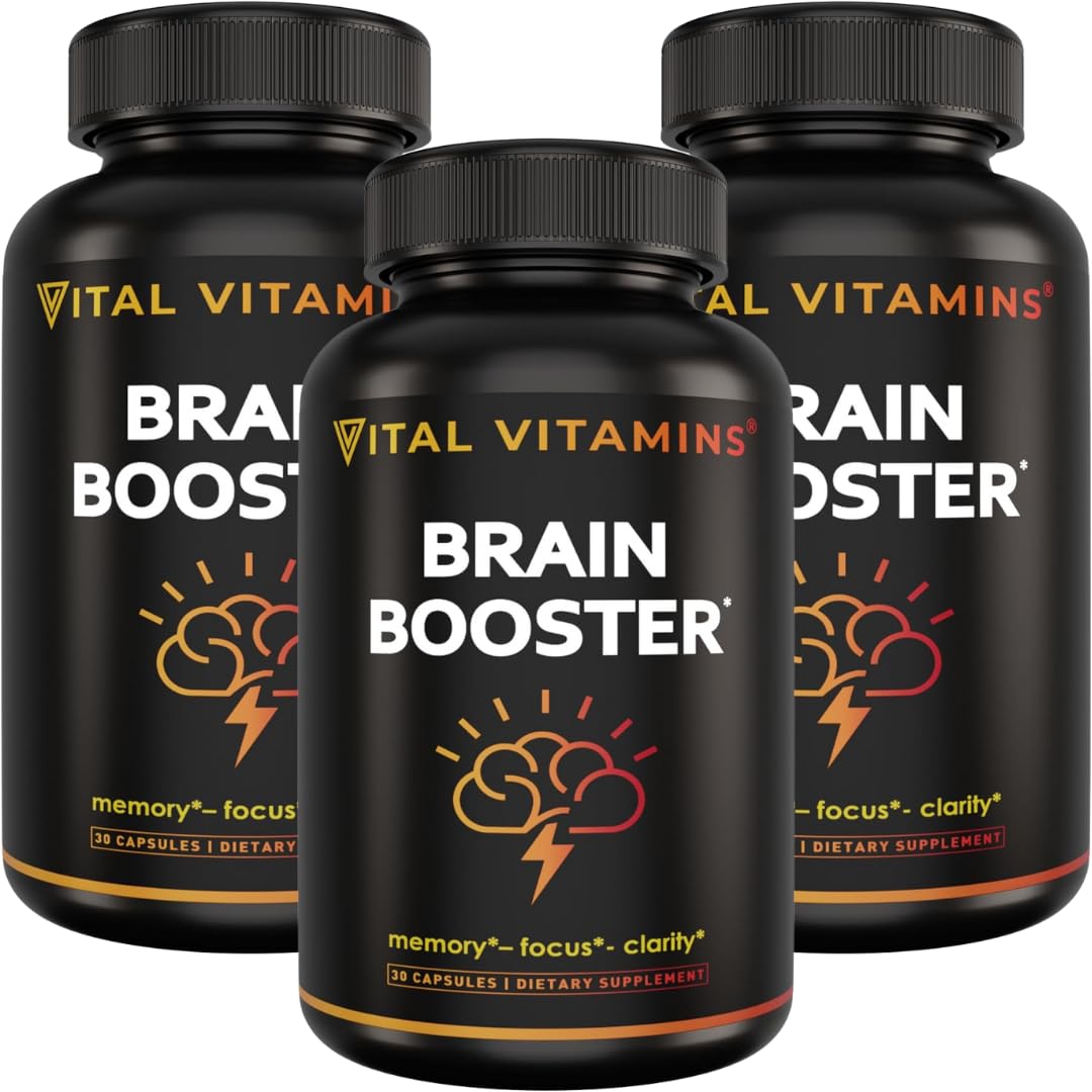 Three-pack box of Vital Vitamins Brain Booster