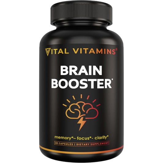 Bottle of Vital Vitamins Brain Booster capsules with Bacopa Monnieri