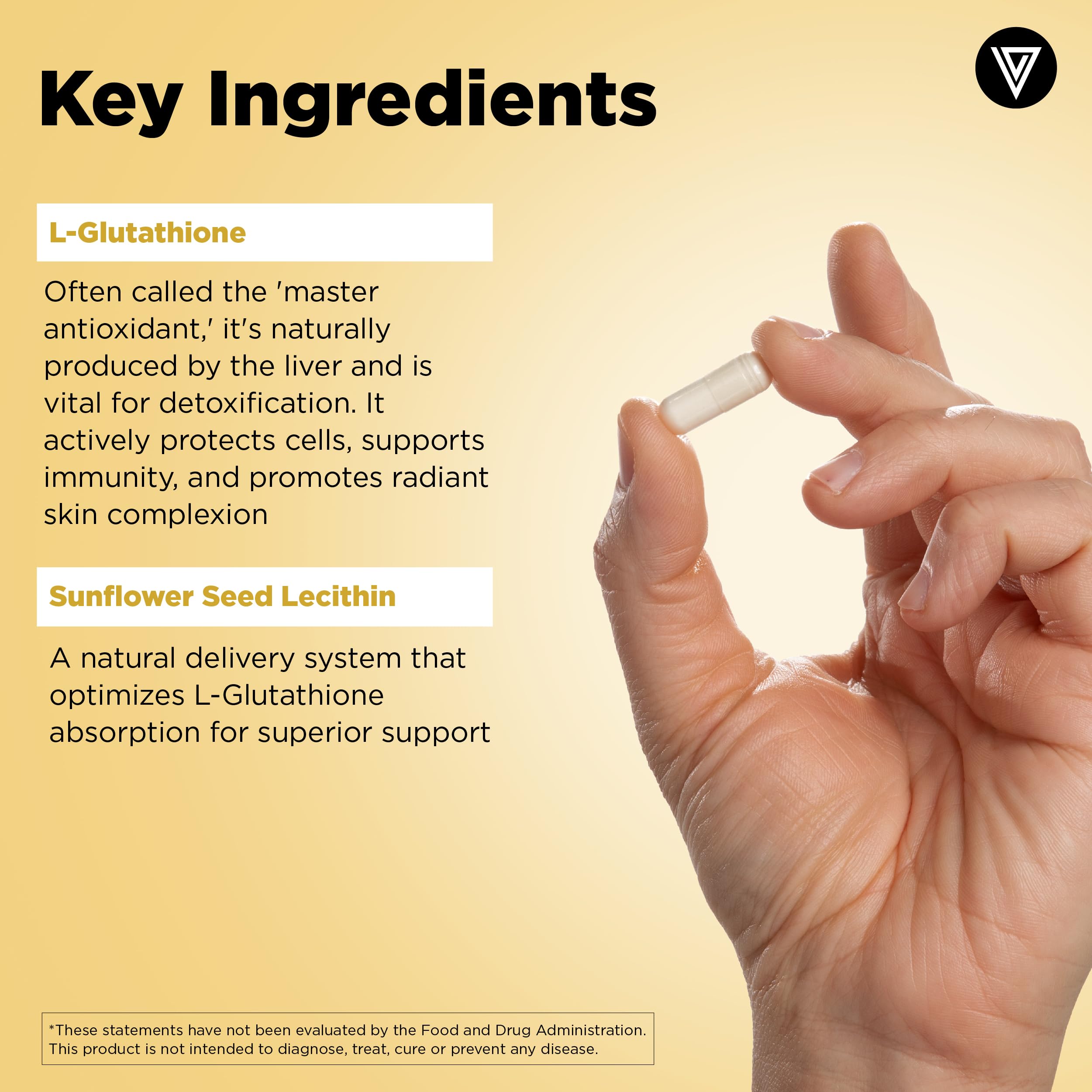 Glutathione supplement serving size depiction