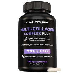 Front view of Vital Vitamins Multi Collagen Complex Plus bottle