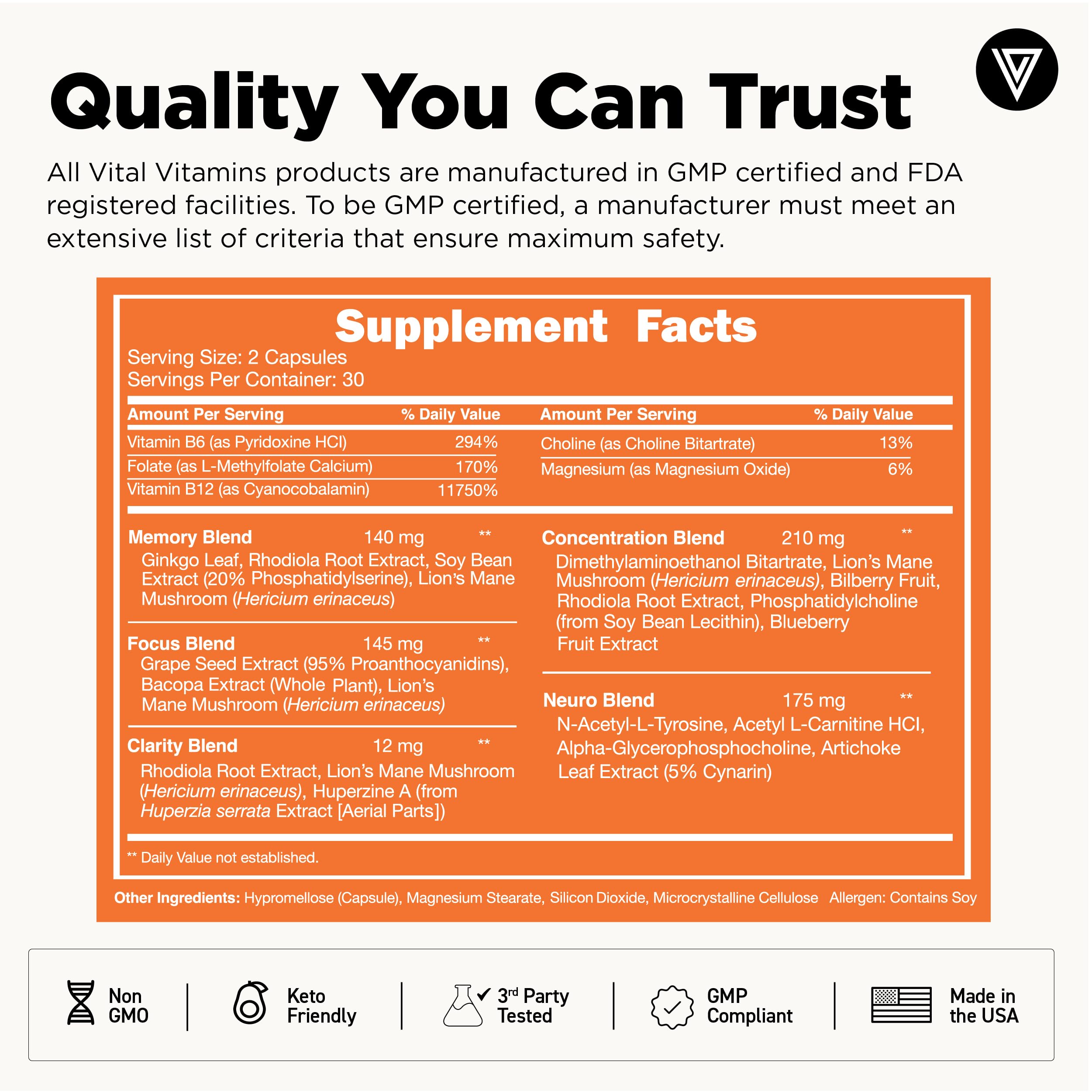 Brain clarity and mental energy concept for Vital Vitamins nootropic