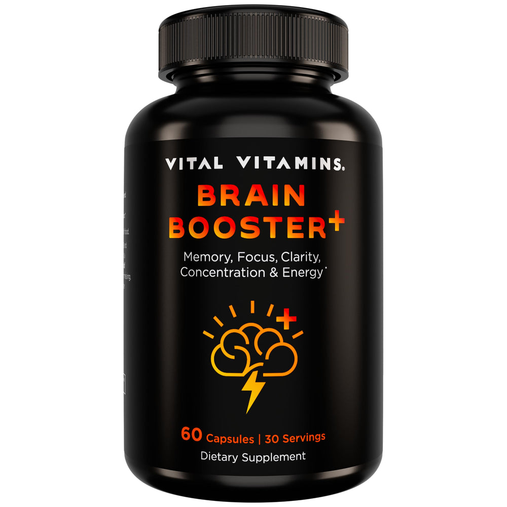 Front bottle of Vital Vitamins Nootropic Brain Supplement Plus with 60 capsules