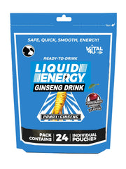 Front view of VITAL 4U Liquid Energy Shot packaging – Chocolate Cherry flavor, 24 count