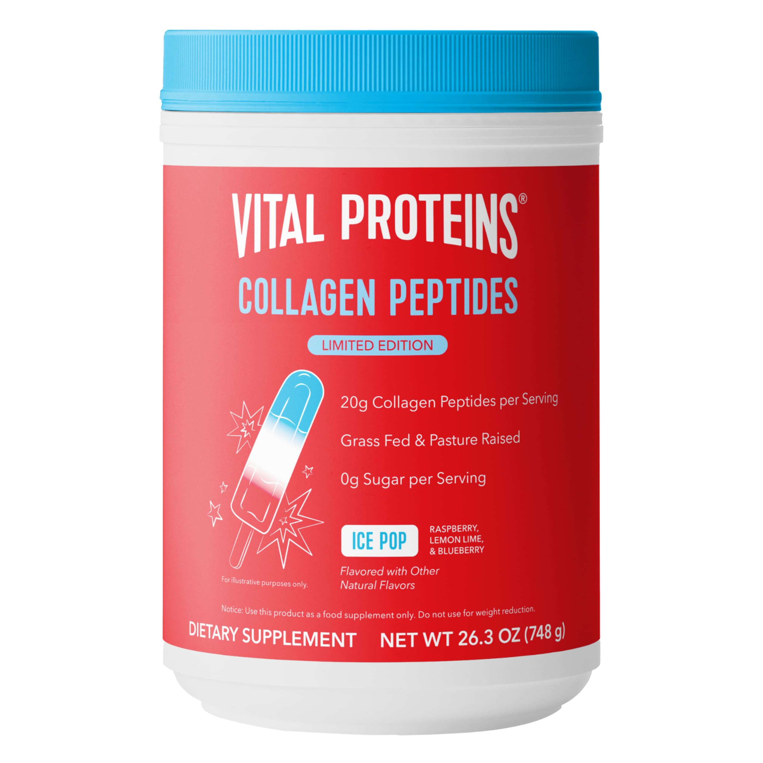 Vital Proteins Collagen Peptides Ice Pop powder scoop in glass of water