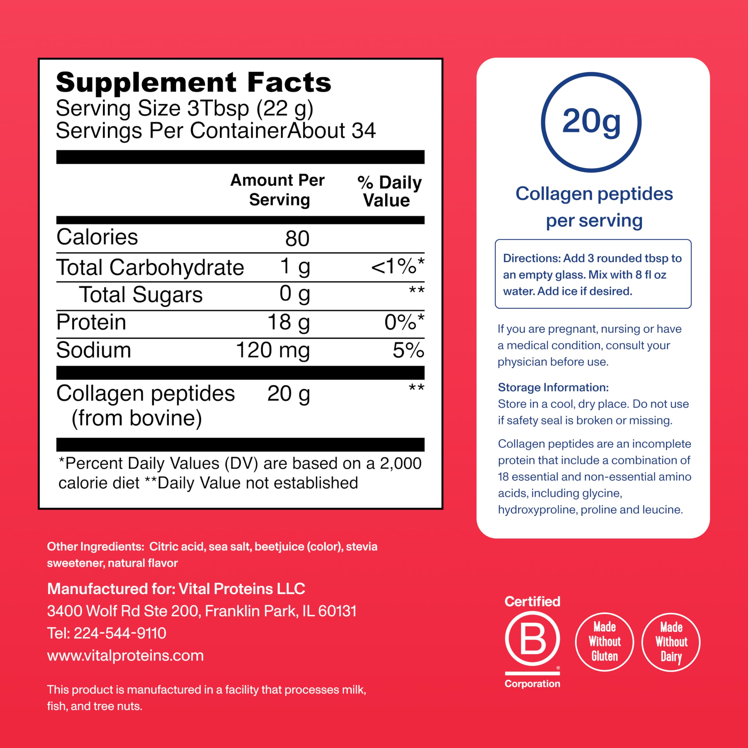 Vital Proteins Collagen Peptides Ice Pop 26.3oz container on countertop