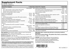 Ingredients panel for VitalActiv bariatric multivitamin