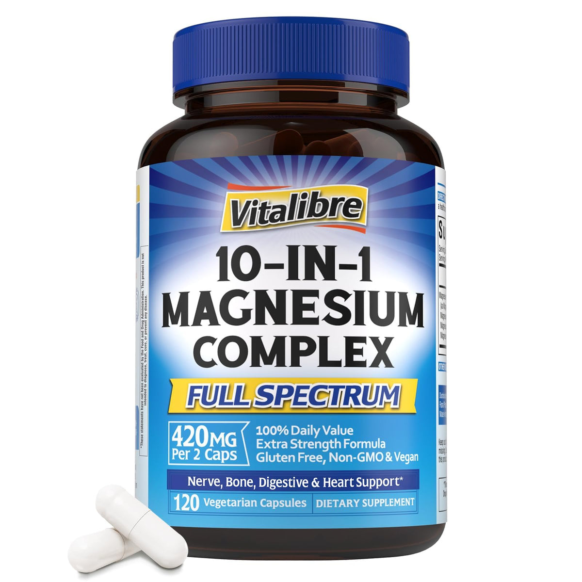 Product label showing 420 mg elemental magnesium per serving