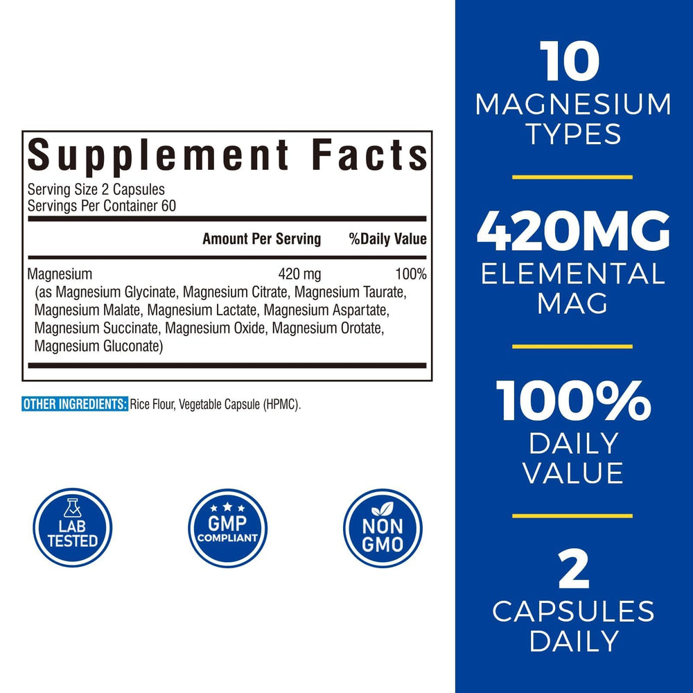 Vitalibre 10-in-1 Magnesium Complex vegan capsules bottle