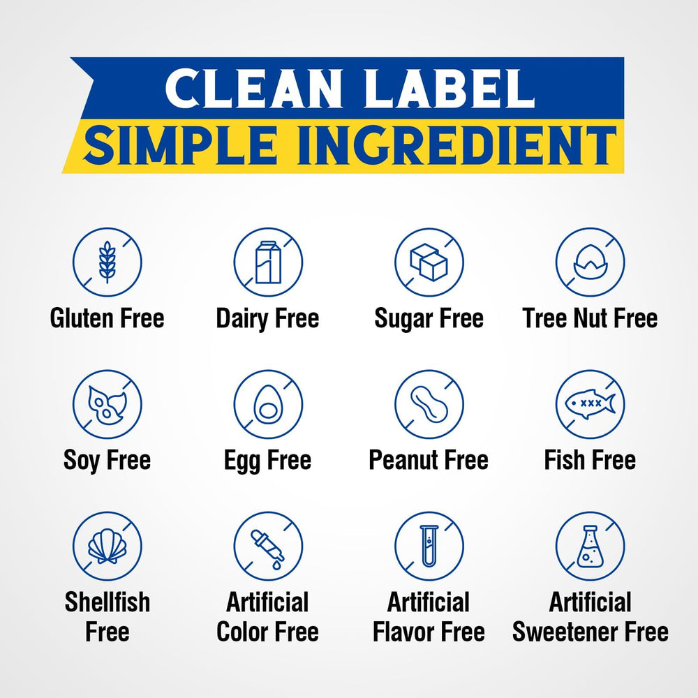 Non-GMO, gluten-free, dairy-free labeling on bottle
