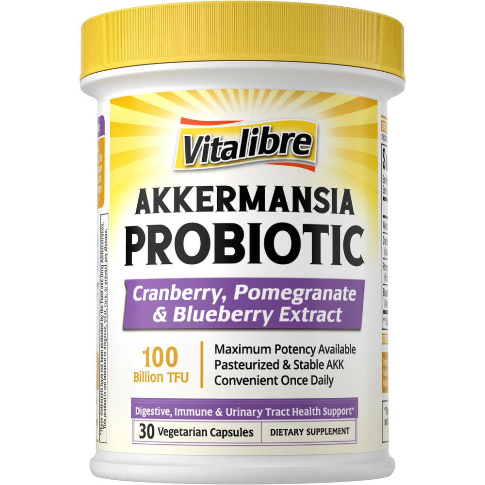 Bottle of Vitalibre Akkermansia Probiotics 100B TFU