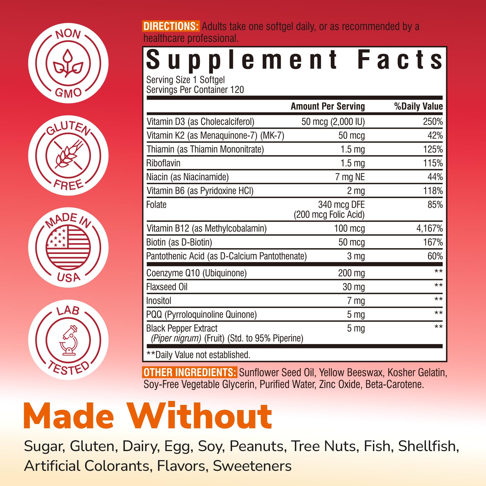 Activated B vitamins in Vitalibre CoQ10 formula