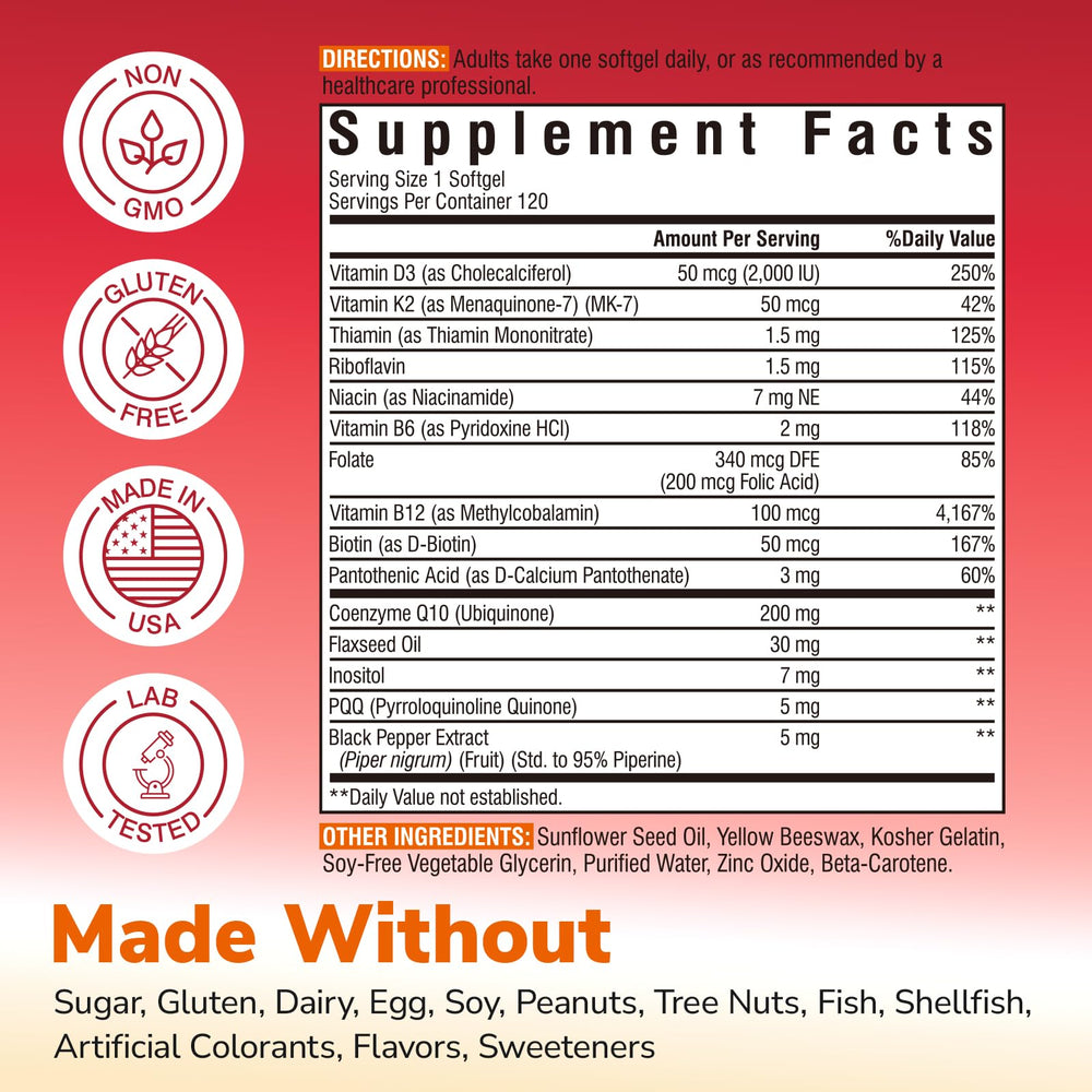 Activated B vitamins in Vitalibre CoQ10 formula