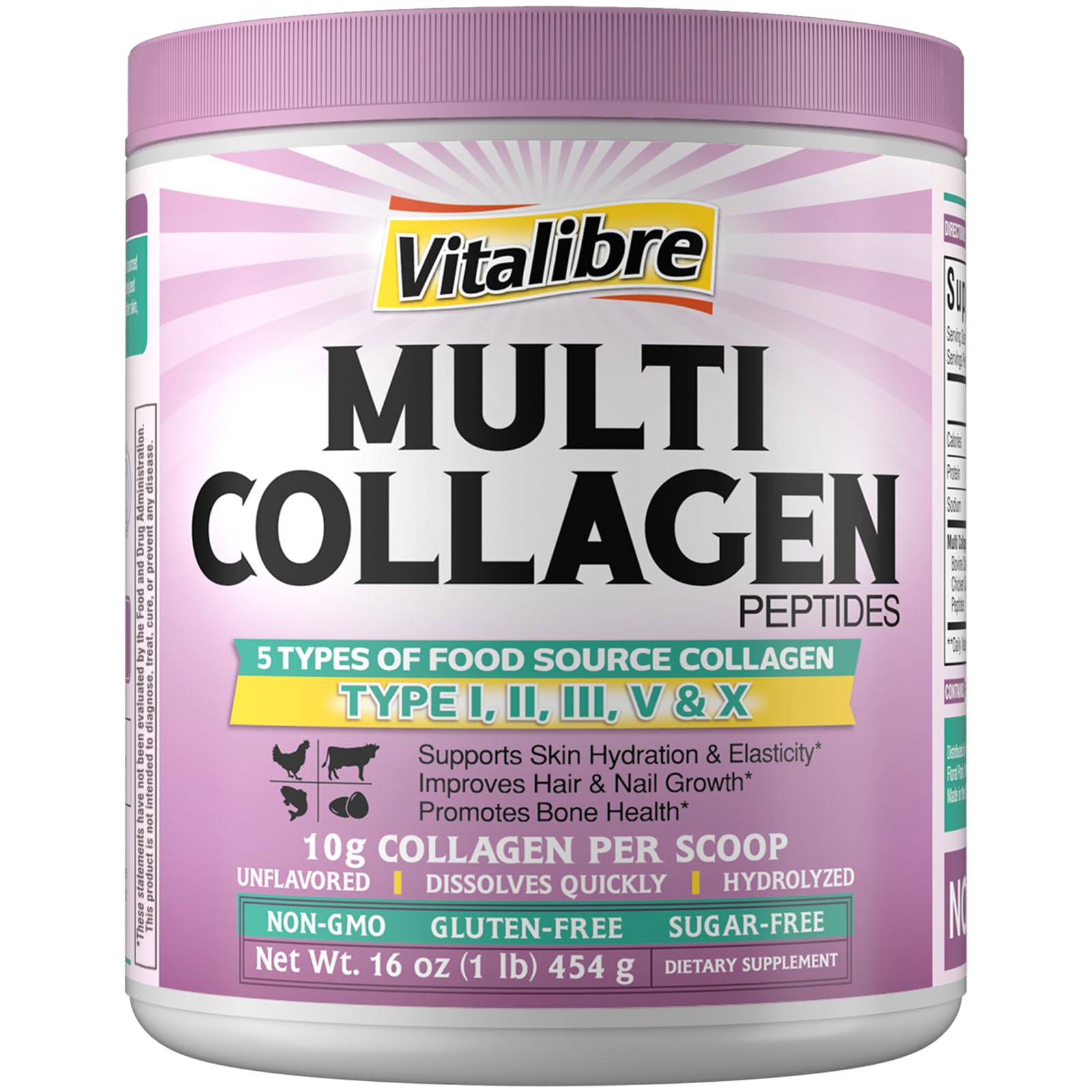 Vitalibre Multi Collagen Powder bottle front 16oz