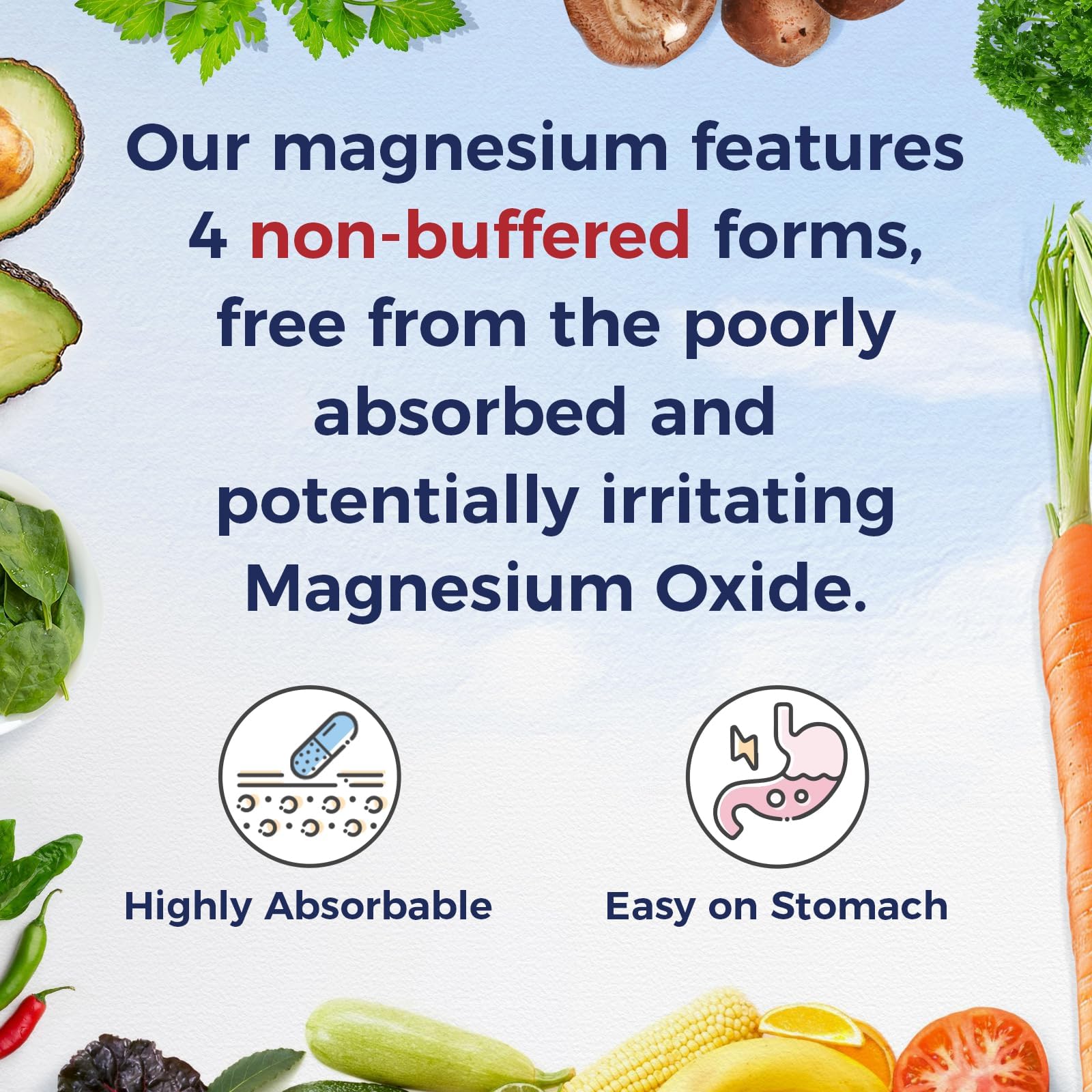 Supplement facts panel indicating 500mg magnesium per serving