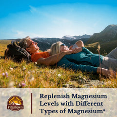 Illustration of four chelated magnesium forms glycinate, malate, taurate and citrate