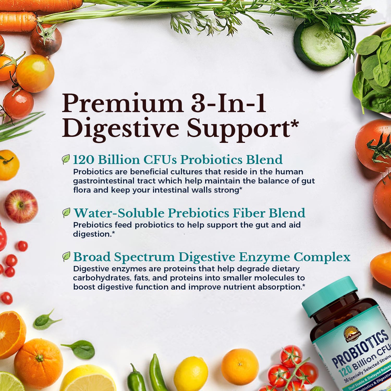 Graphic indicating inclusion of prebiotics and digestive enzymes