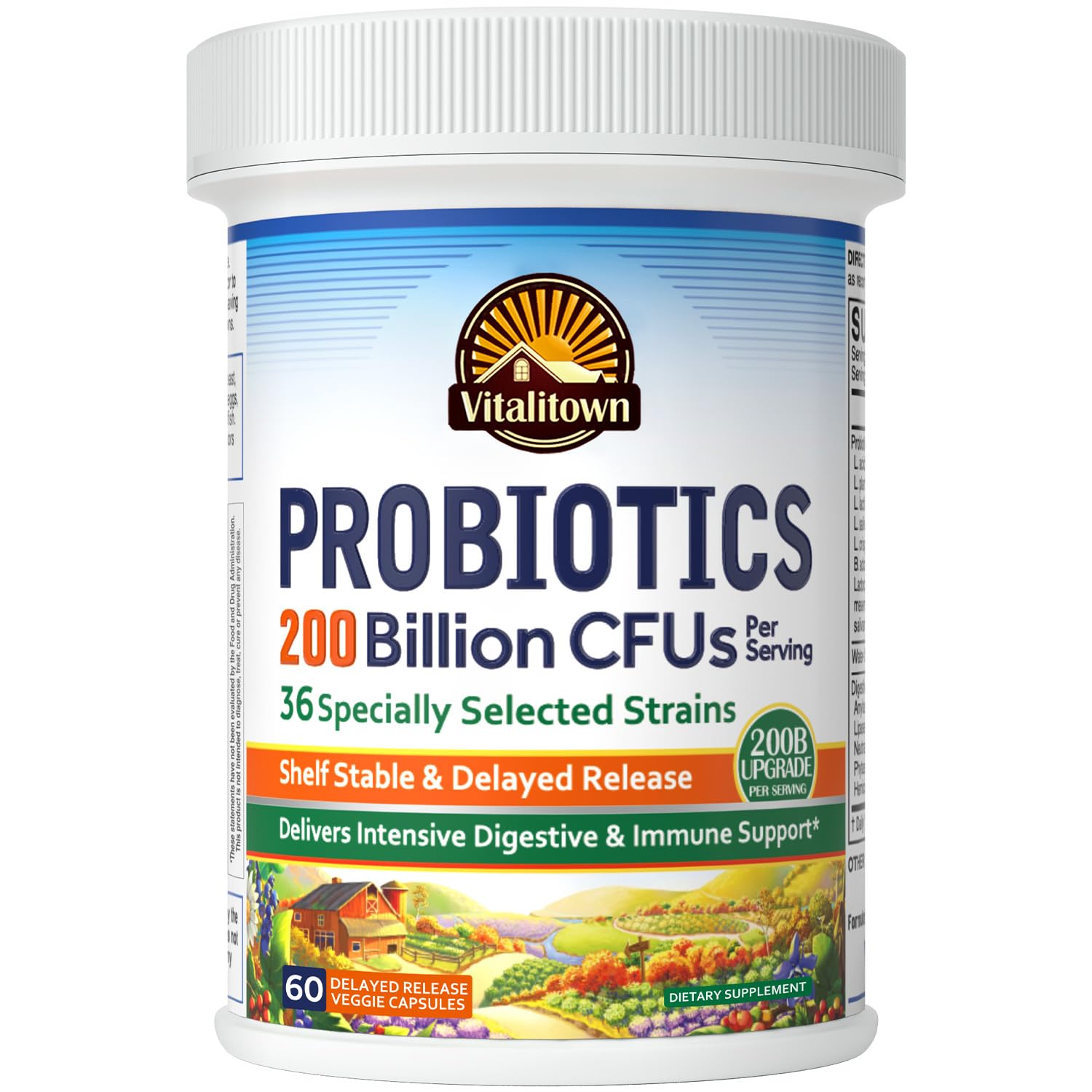 Vitalitown Probiotics 200B CFUs 36 Strains bottle front label