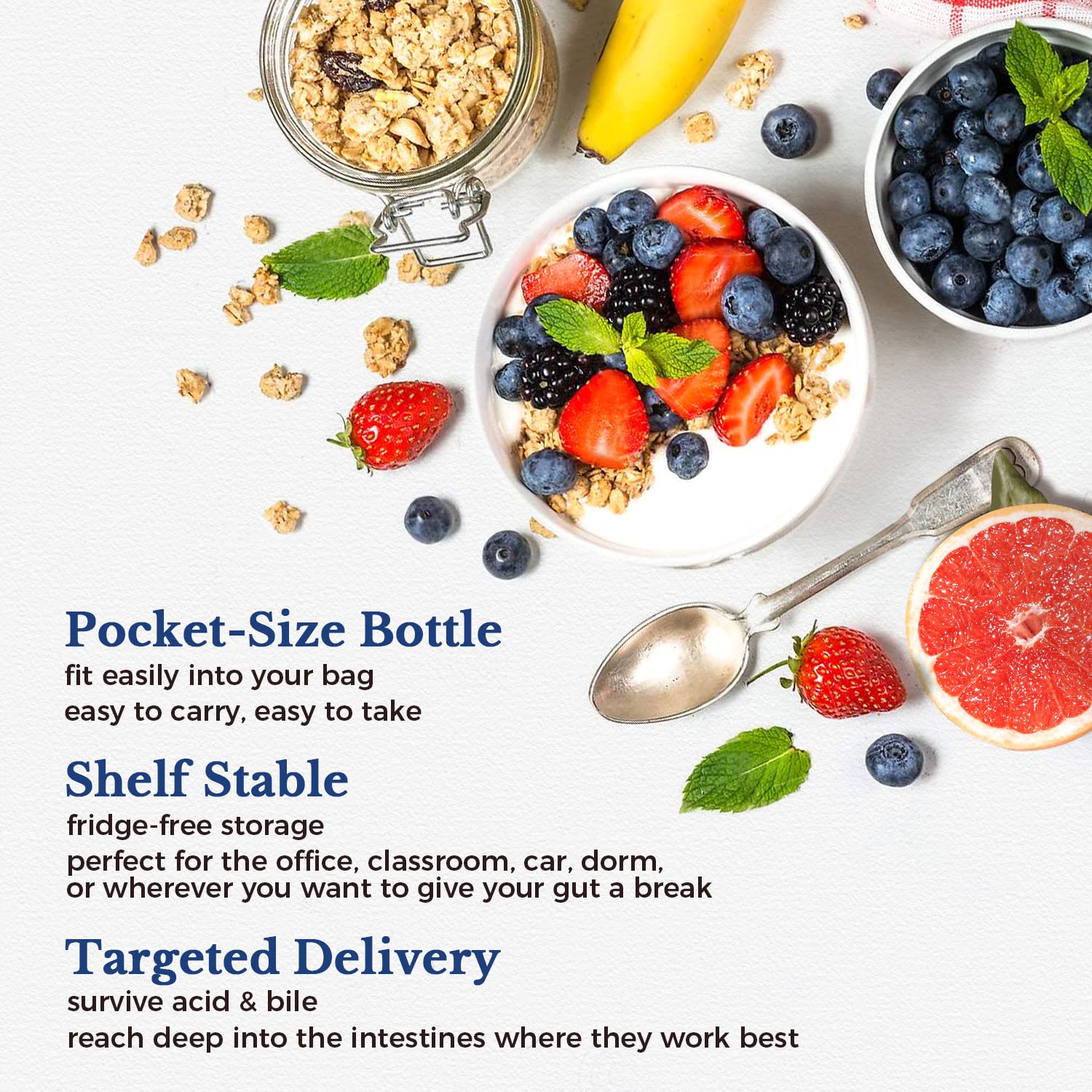 Shelf-stable Vitalitown Probiotics bottle packaging