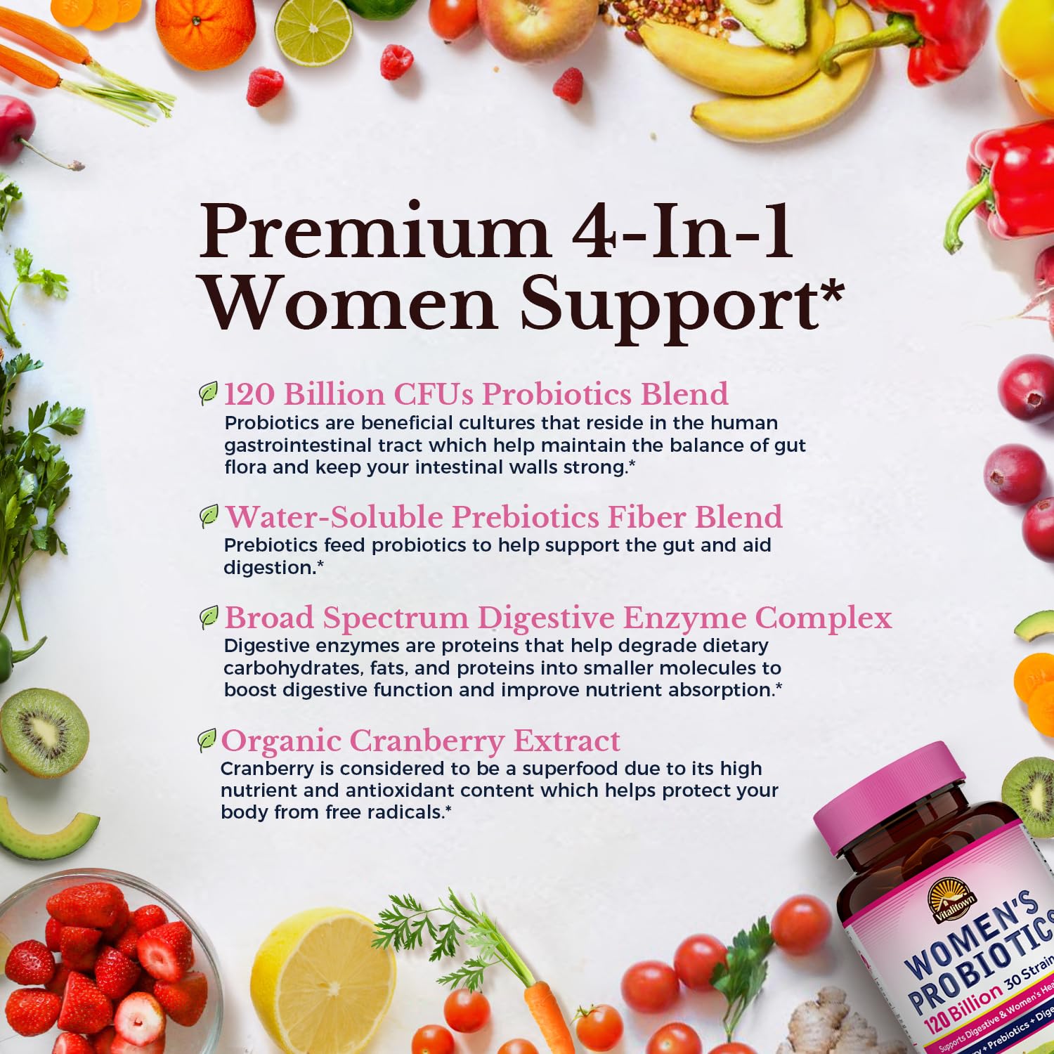 Digestive enzymes and prebiotic fiber supporting gut health