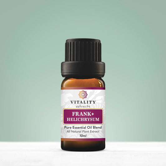 Vitality Extracts Frank+ Helichrysum 10ml bottle with packaging box