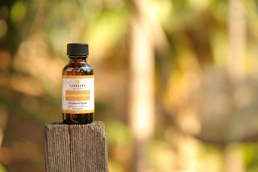 Vitality Extracts packaging for Frankincense Essential Oil