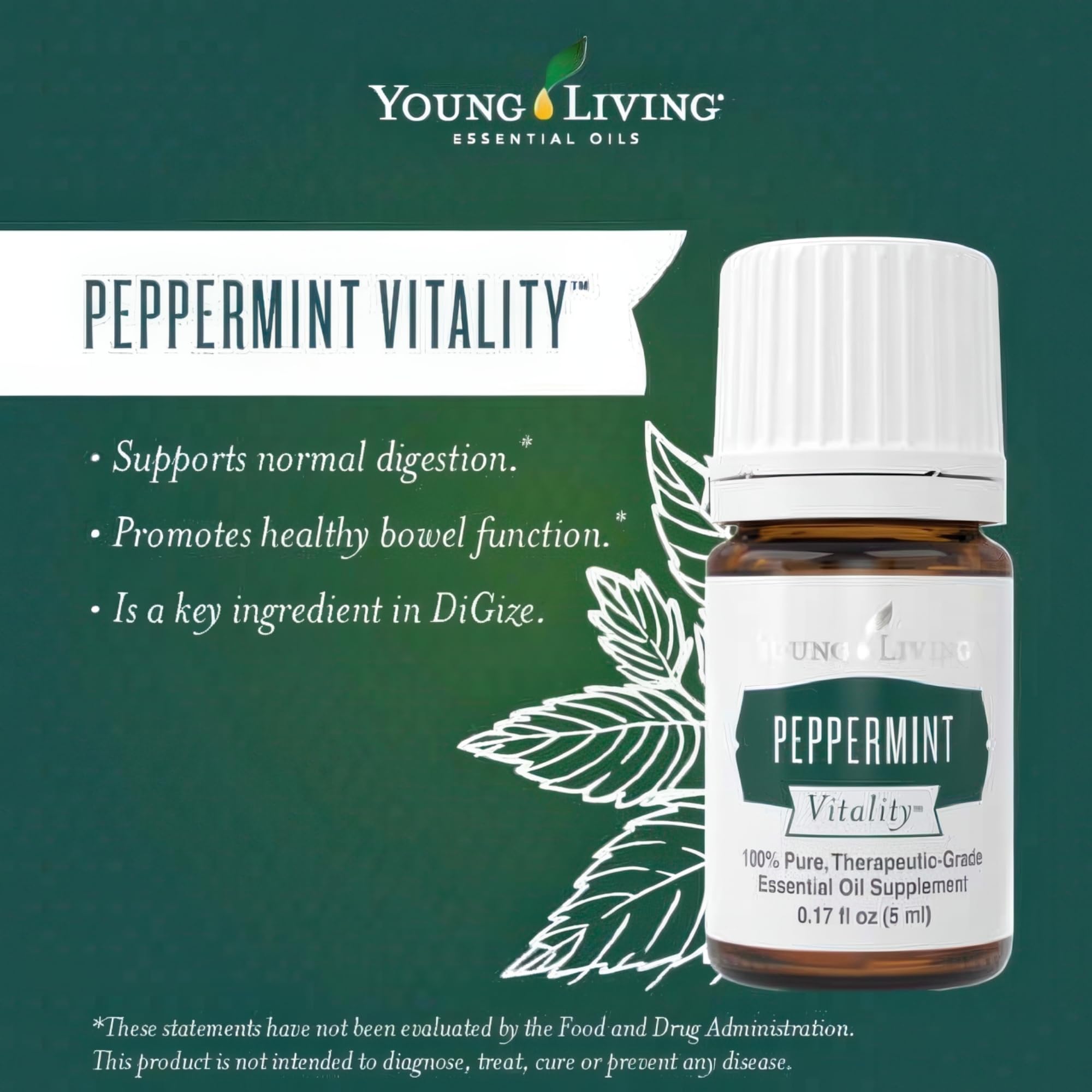 Close-up of Vitality Peppermint Essential Oil 5ml bottle