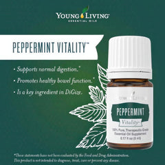 Close-up of Vitality Peppermint Essential Oil 5ml bottle