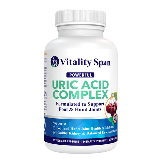 Vitality Span Uric Acid Cleanse bottle with turmeric and tart cherry
