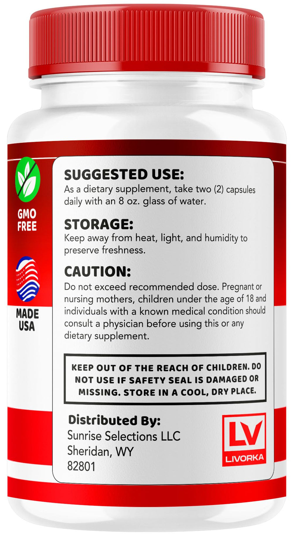 Close-up of ingredients label on Vitalsyn bottle