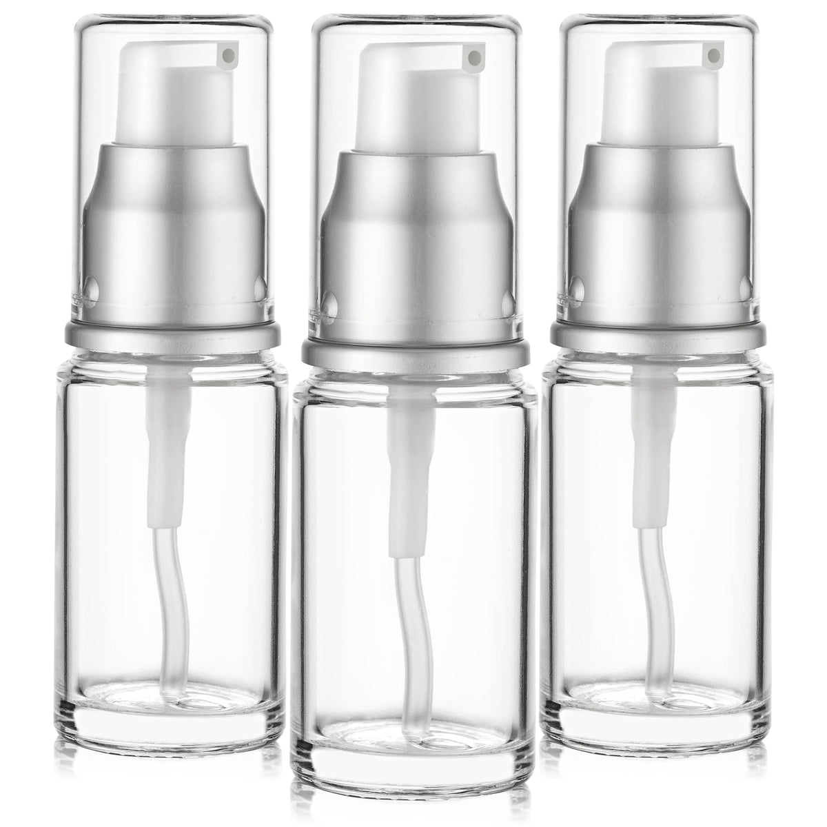 VitalUp 15ml glass lotion bottle with pump, ideal for travel.