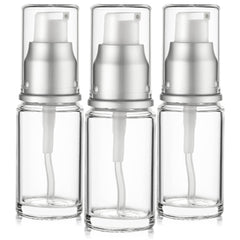 VitalUp 15ml glass lotion bottle with pump, ideal for travel.