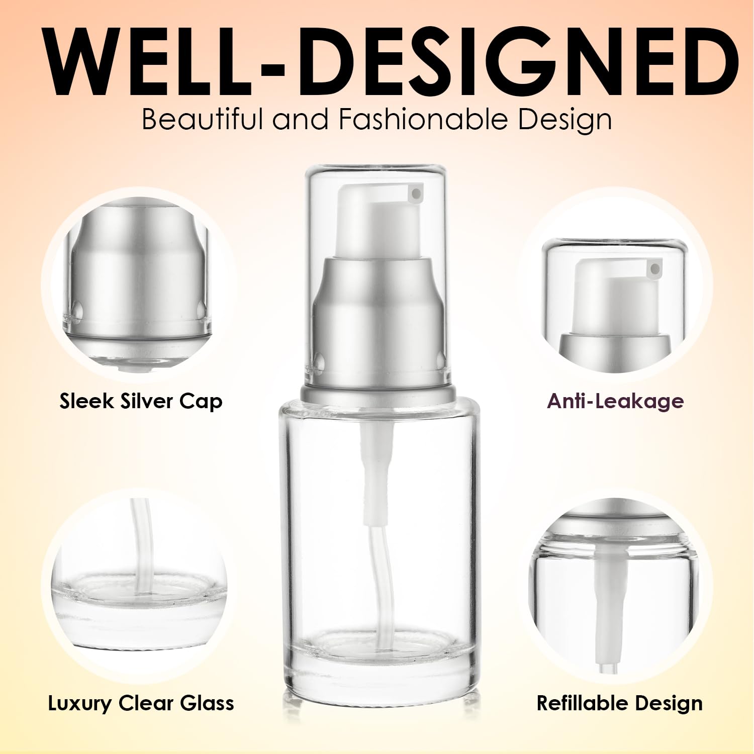 VitalUp clear-glass container helps you organize skincare, serums, and sanitizers.