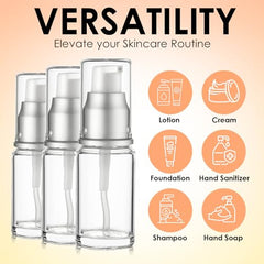 VitalUp refillable glass bottle with pump supports sustainable routines.