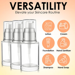 VitalUp refillable 30ml pump bottle ideal for lotions and creams on the go.