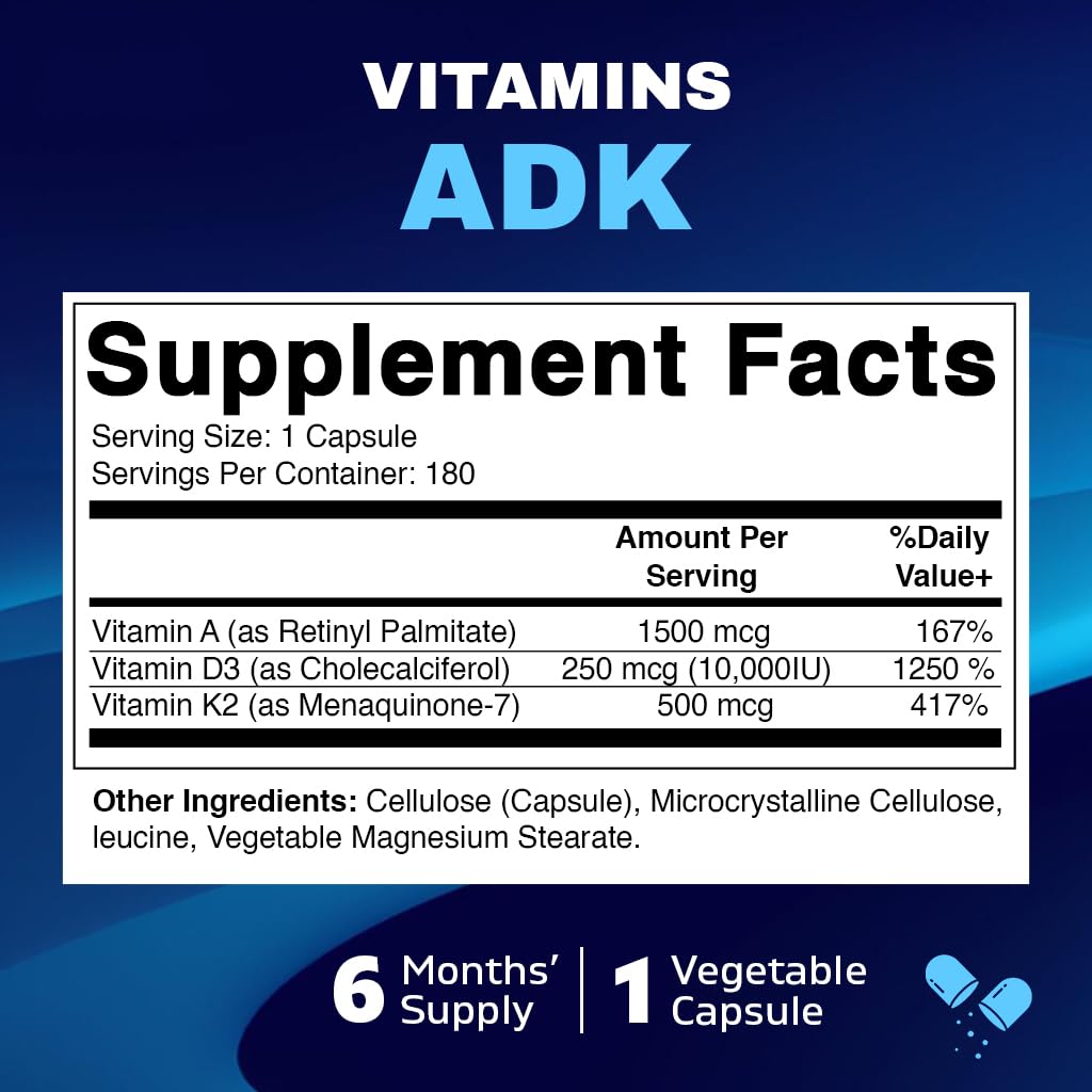 Vitamatic ADK bottle side label with product details