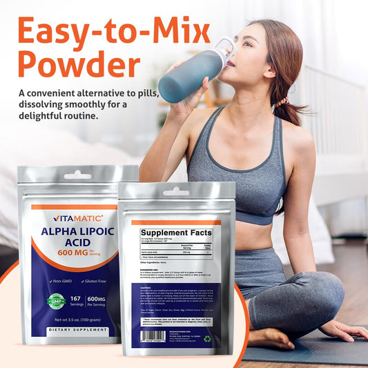 Scoop displaying 600mg ALA powder