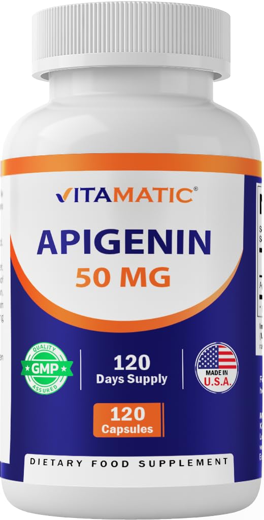 Vitamatic Apigenin 50mg 2 Pack - two vegan capsules bottles front view